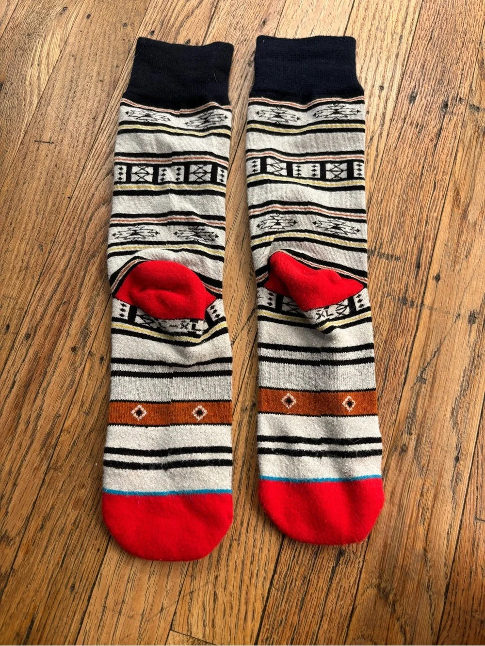 Stance Mens Crew Socks - Black Cuff with Red Toe and Orange Stripe